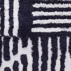 Navy Blue Geometric Shag Throw Pillow