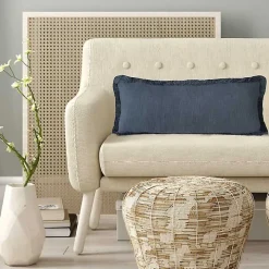 Navy Blue Handwoven Appen Lumbar Pillow