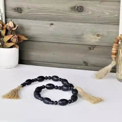 Navy Blue Oval Bead Wood Garland