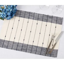 Navy Blue Thin Stripes Placemats, Set of 4