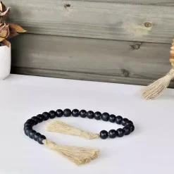 Navy Blue Wood Bead Tassel Garland