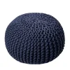 Navy Chain Knitted Round Pouf