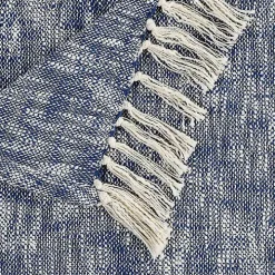 Navy Chambray Fringe Throw