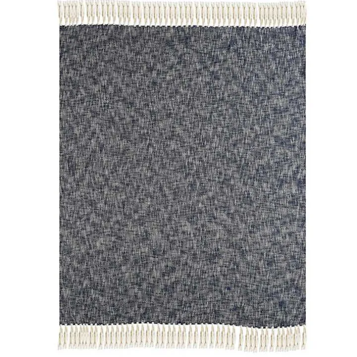 Navy Chambray Fringe Throw