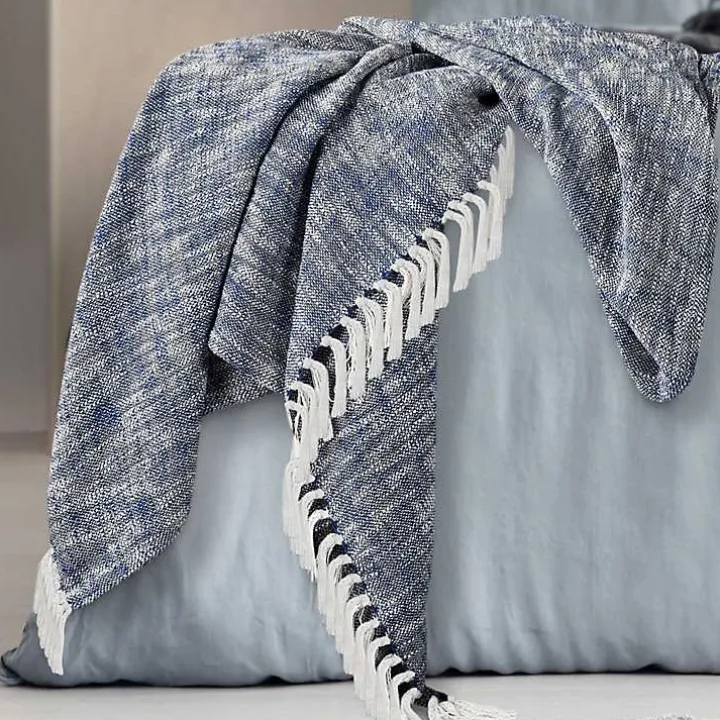 Navy Chambray Fringe Throw