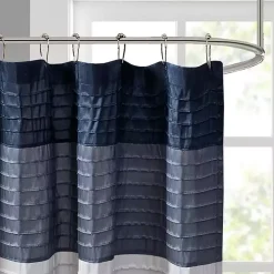 Navy Colorblock Silky Shower Curtain