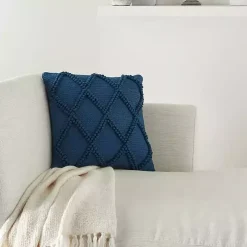 Navy Diamond Lattice Throw Pillow