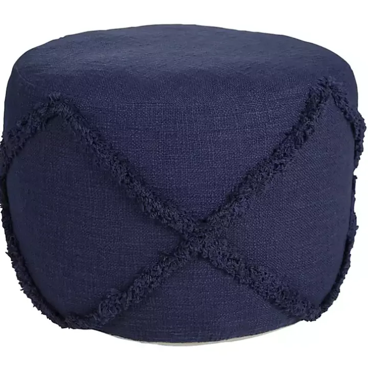 Navy Diamond Tufted Pouf