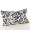 Navy Distressed Floral Lumbar Throw Pillow