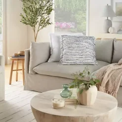 Navy Handstitched Stripes Throw Pillow