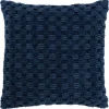 Navy Looped Cotton Throw Pillow