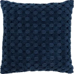 Navy Looped Cotton Throw Pillow