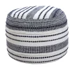 Navy Seaside Textured Stripe Pouf