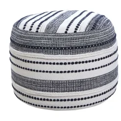 Navy Seaside Textured Stripe Pouf