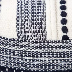 Navy Seaside Textured Stripe Pouf