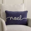 Navy Stitched Noel Lumbar Pillow