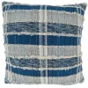 Navy Striped Woven Cotton Pillow, 22 in.