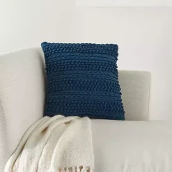Navy Textured Stripes Pillow