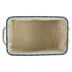 Navy Trellis Paw Print Storage Basket, 16 in.