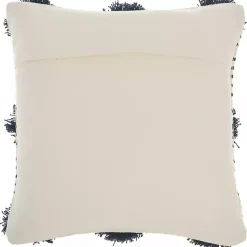 Navy Tufted Pom Poms Throw Pillow