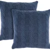 Navy Woven Cable Knit Pillow, Set of 2