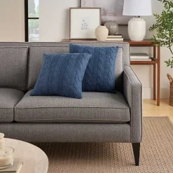 Navy Woven Cable Knit Pillow, Set of 2