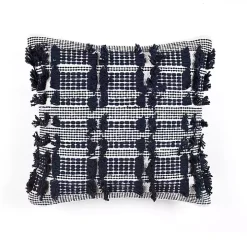 Navy Woven Frill Pillow