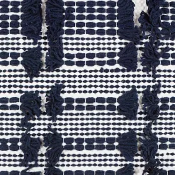 Navy Woven Frill Pillow