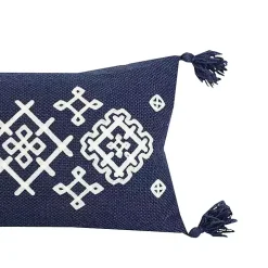 Navy Woven Geo Diamond Indoor/Outdoor Pillow