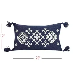Navy Woven Geo Diamond Indoor/Outdoor Pillow
