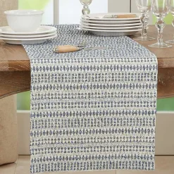 Navy Woven Line Stripe Table Runner