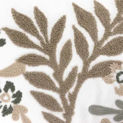 Neutral Blooms Hand Embroidered Lumbar Pillow