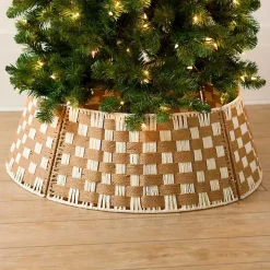 Neutral Checkered Christmas Tree Collar, 28 in.