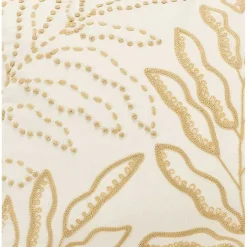 Neutral Embroidered Botanical Lumbar Pillow