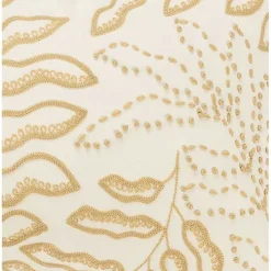 Neutral Embroidered Botanical Lumbar Pillow