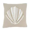 Neutral Embroidered Shell Throw Pillow