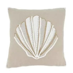 Neutral Embroidered Shell Throw Pillow