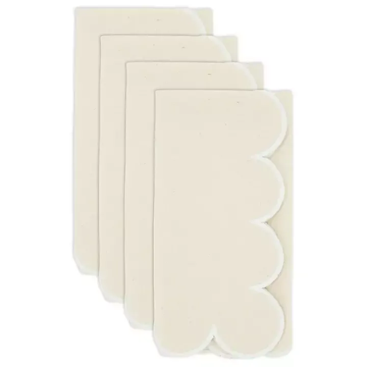 Neutral Scalloped Edge Napkins, Set of 4