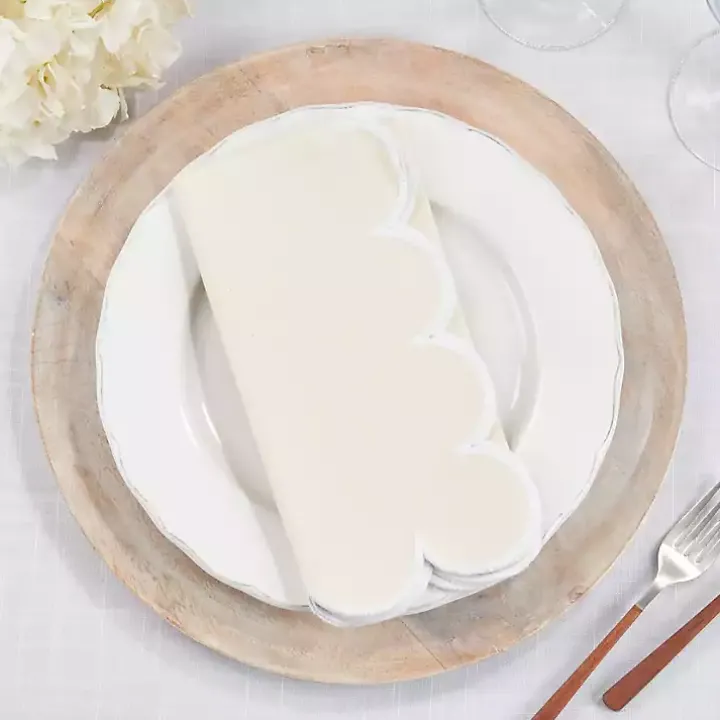 Neutral Scalloped Edge Napkins, Set of 4