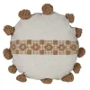 Neutral Soft Poms Round Throw Pillow