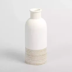 Neutral Two-Toned Ceramic Vase, 11 in.