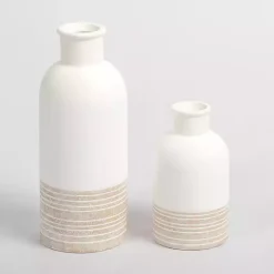 Neutral Two-Toned Ceramic Vase, 11 in.