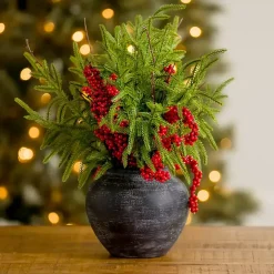 Norfolk Pine and Red Berry Arrangement