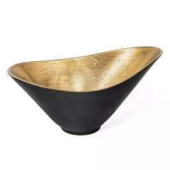 Oblong Black and Gold Bowl, 15 in