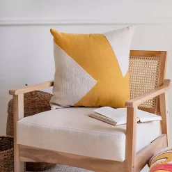 Ochre & Ivory Geometric Colorblock Throw Pillow