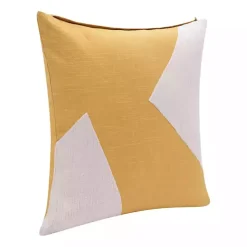 Ochre & Ivory Geometric Colorblock Throw Pillow