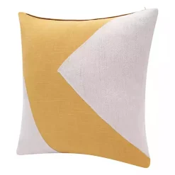 Ochre & Ivory Geometric Colorblock Throw Pillow