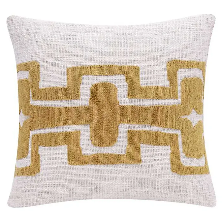 Ochre Geometric Stripe Pillow