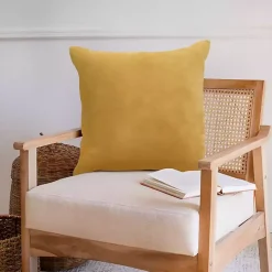 Ochre Velvet Handmade Throw Pillow