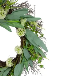 Olive Branch and Flower Buds Spiral Wreath
